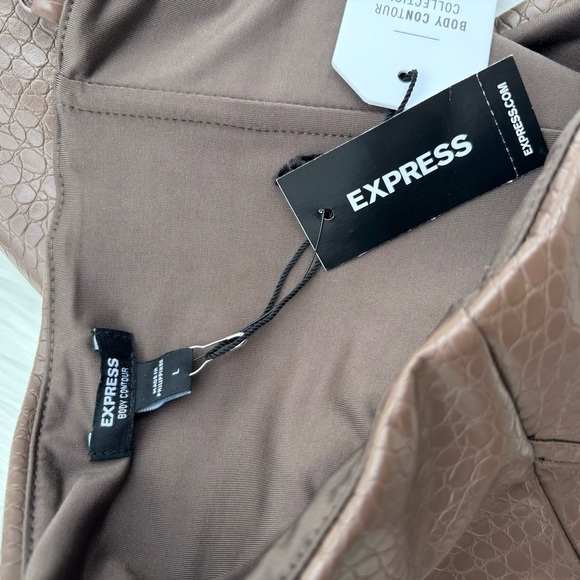 Express Faux Leather Brown Cropped Top - Picture 3 of 3